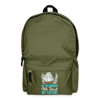 We trust in Columbus and explore the Columb - Backpack - olive green - Front
