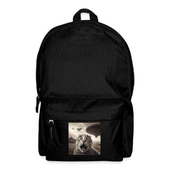 Funny Anxious Cats Selfie UFO Alien - Backpack - black - Front