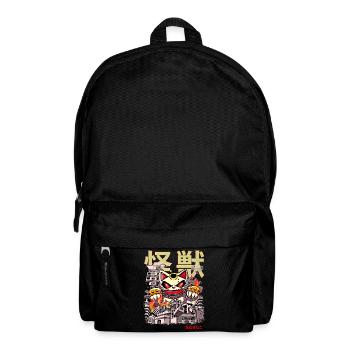 Kaiju Maneki Neko Japanischer Anime Monster Glücks - Rucksack - Schwarz - Vorne