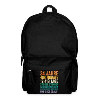 34 Jahre Vierunddreißigster Geburtstag - Rucksack - Schwarz - Vorne