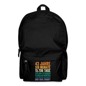 43 Jahre Fünfundvierzigster Geburtstag - Rucksack - Schwarz - Vorne