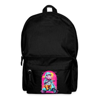 Nilpferd auf Roller - Rucksack - Schwarz - Vorne