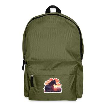 Black Horses, Black Horse, Riding, Rider - Backpack - olive green - Front