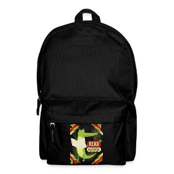 Lustiges Krokodil, Lesen, Buch, Zeitung Spruch - Rucksack - Schwarz - Vorne