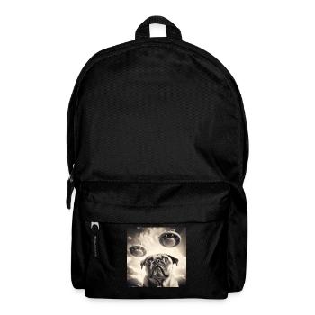 Selfie Mops Ufo Hund Lustige Alien Ufo - Rucksack - Schwarz - Vorne