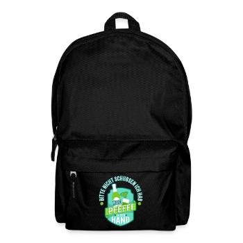 Bitte nicht schubsen ich hab Pfeffi in der Hand - Rucksack - Schwarz - Vorne