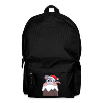 Maus Weihnachten Weihnachtsmütze - Rucksack - Schwarz - Vorne