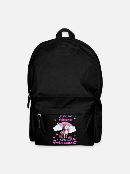 Je suis une princesse j'aime les licornes - Sac à dos - noir