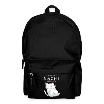 Möge die Nacht mit dir sein - Schlafshirt Katze - Rucksack - Schwarz - Vorne