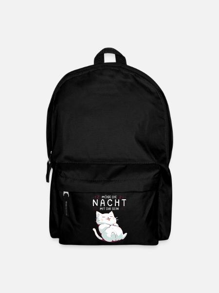 Möge die Nacht mit dir sein - Schlafshirt Katze - Rucksack - Schwarz