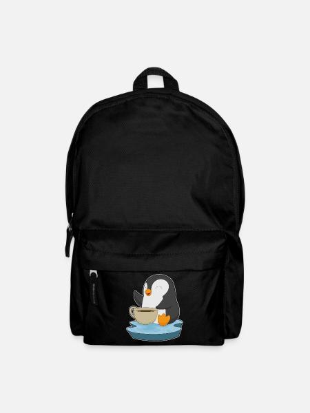 Pinguin Kaffee Tasse - Rucksack - Schwarz