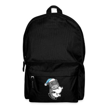 Esel mit Kissen und Schlafmütze - Rucksack - Schwarz - Vorne