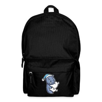 Hippopotamus with pillow and sleepy cap - Backpack - black - Front