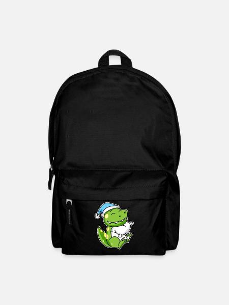 Dinosaure avec oreiller et bonnet somnolent - Dino - Sac à dos - noir