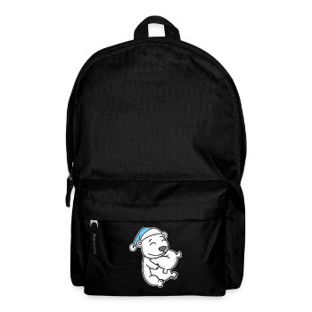Polar bear with pillow and sleepy cap - Backpack - black - Front