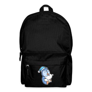 Pinguin mit Kissen und Schlafmütze - Rucksack - Schwarz - Vorne
