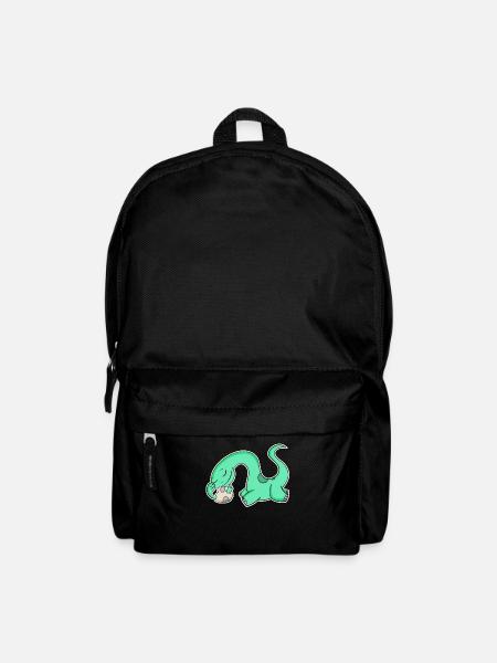 Dino mit Baby Dino - Dinosaurier - Rucksack - Schwarz