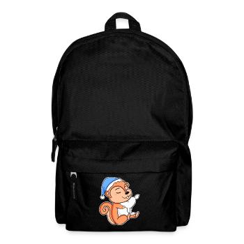 Squirrel with pillow and sleepy cap - Backpack - black - Front