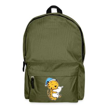 Gepard mit Kissen und Schlafmütze - Rucksack - Olivgrün - Vorne