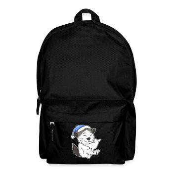 Schlafen Müde - Katze mit Kissen und Schlafmütze - Rucksack - Schwarz - Vorne