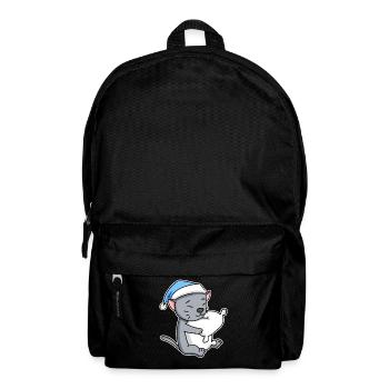 Schlafen Müde - Katze mit Kissen und Schlafmütze - Rucksack - Schwarz - Vorne