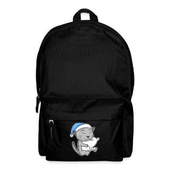 Sleeping Tired - Cat with Pillow and Sleepy Cap - Backpack - black - Front