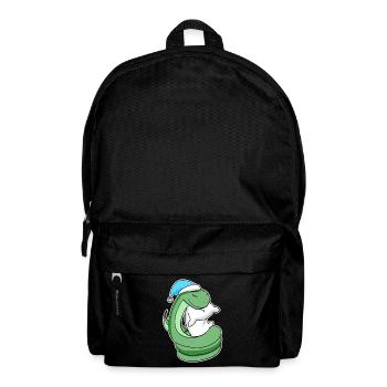 Snake with pillow and sleepy cap - Backpack - black - Front