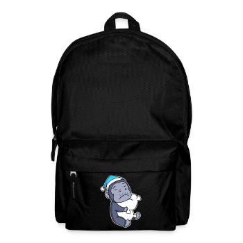 Affe mit Kissen und Schlafmütze - Rucksack - Schwarz - Vorne