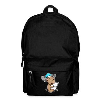 Moose with pillow and sleepy cap - Backpack - black - Front