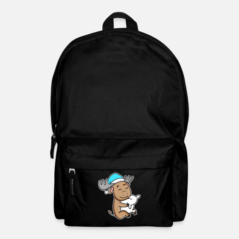 Moose with pillow and sleepy cap - Backpack - black