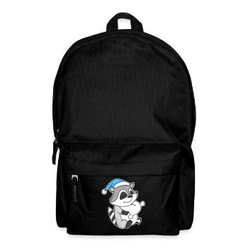 Raccoon with pillow and sleepy cap - Backpack - black - Front