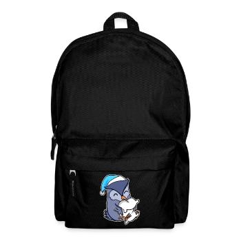 Eule mit Kissen und Schlafmütze - Rucksack - Schwarz - Vorne