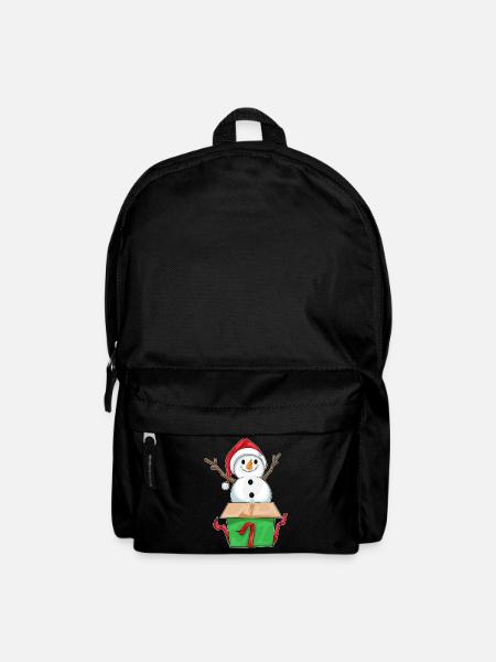 Schneemann Weihnachten Karton - Rucksack - Schwarz