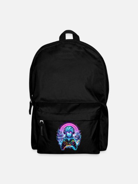 Gamer Headset Anime Synthwave Art - Rucksack - Schwarz