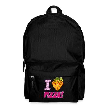 I LOVE PIZZA- Pizza Geschenke - Pizza Tshirt - Rucksack - Schwarz - Vorne