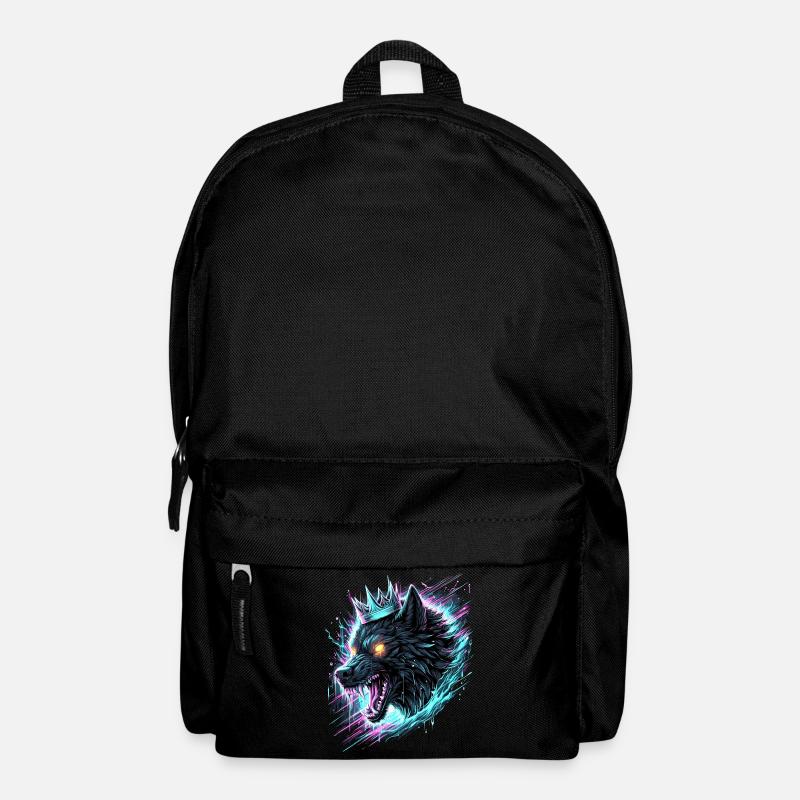 Königlicher Wolf Synthwave - Rucksack - Schwarz