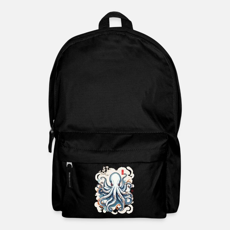 Vintage Japan Kraken Ukiyo-E Meeresästhetik - Rucksack - Schwarz
