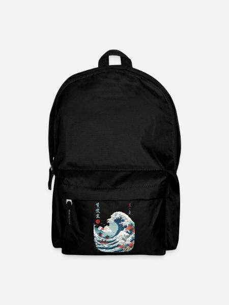 Japanese Kanagawa Wave Vintage Ukiyo-E - Backpack - black