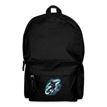 Longboarder auf Skateboard oder Longboard - Rucksack - Schwarz - Vorne