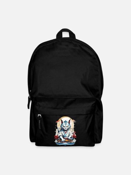 Asian Monster Cat Japan Yokai Ukiyo-E Style - Backpack - black