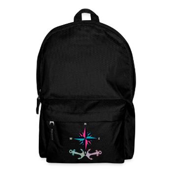 Anker Retro Vintage Ahoi Kompass Seefahrer Kapitän - Rucksack - Schwarz - Vorne