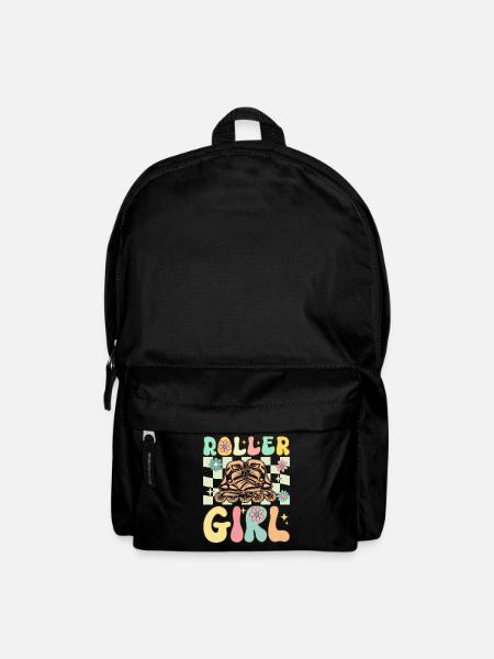 Groovy Roller Skating Girl Weibliche Rollschuhläuf - Rucksack - Schwarz