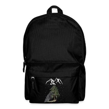mountains, mountains, mountains, winter, snow, raven, crow, bird - Backpack - black - Front
