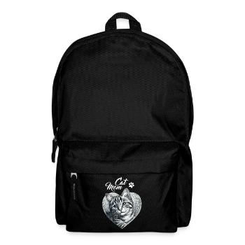 Cat Cat Mom Mother's Day Paw Cat Love Heart - Backpack - black - Front