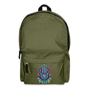 Hamsa Hand Mandala Bohemian Chic - Rucksack - Olivgrün - Vorne