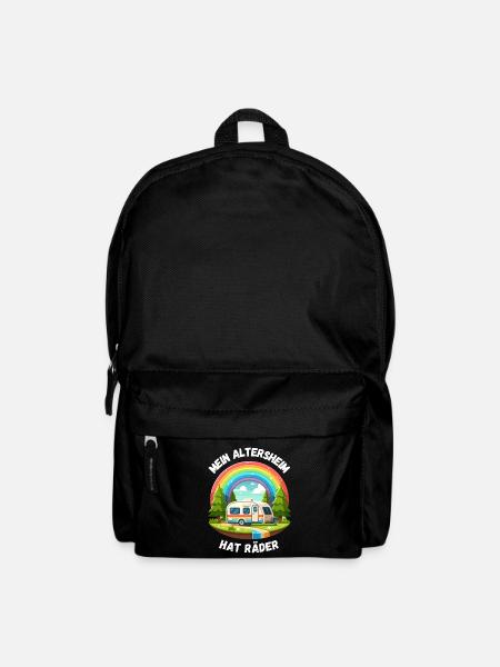 Rente Ruhestand Camping Caravan Regenbogen Rentner - Rucksack - Schwarz