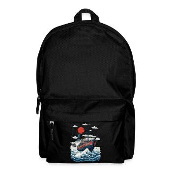 Japan Retro Ukiyo-E Aesthetic Captain Sailboat - Backpack - black - Front