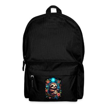 Faultier Niedliches Tier Floraler Nachthimmel - Rucksack - Schwarz - Vorne
