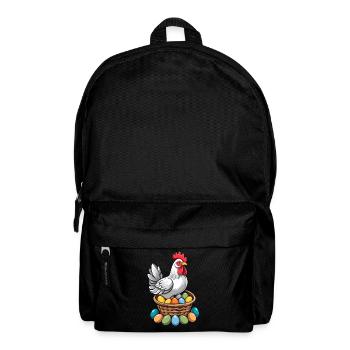 Easter Chicken Colorful Cute Funny Easter Eggs Nest - Backpack - black - Front