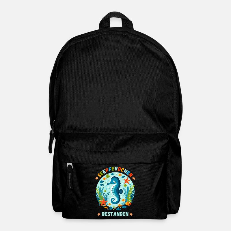 Seepferdchen Schwimmen Schwimmprüfung Kinder süß - Rucksack - Schwarz